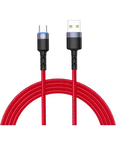 Кабел Tellur - TLL155334, USB-A/USB-C, 1.2 m, червен - 1